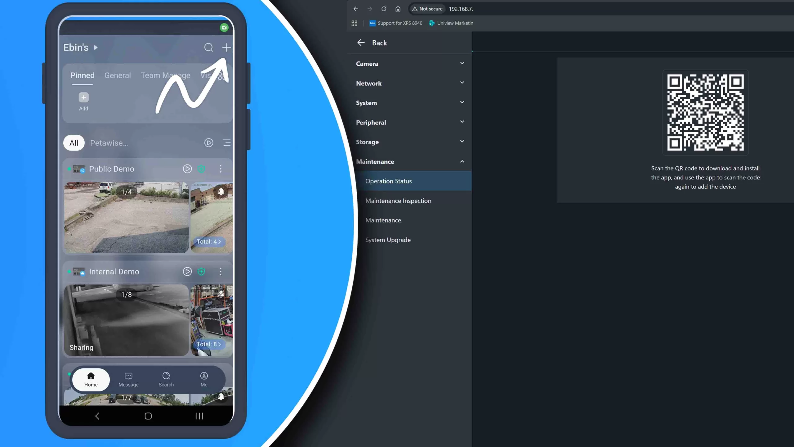 UniEase App Add Device Button