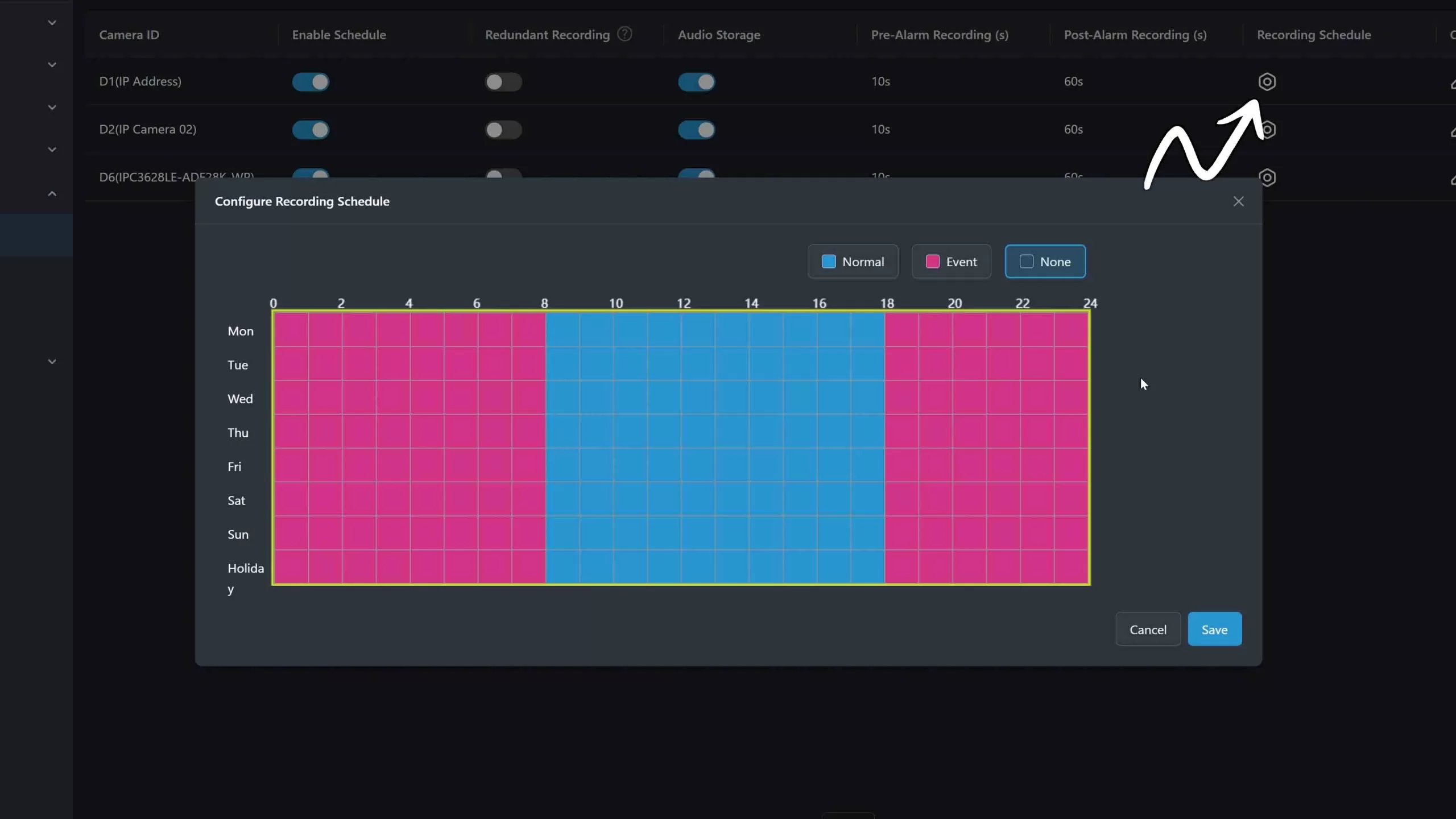 Schedule Editor Gear Icon